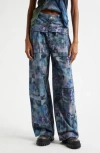 Collina Strada Navy Garden Blur Bungee Pants In Navy Garden Blur
