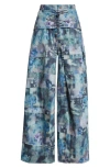 Collina Strada Navy Garden Blur Bungee Pants In Navy Garden Blur
