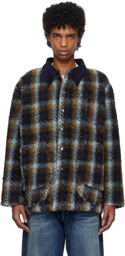 Collina Strada Navy Stable Jacket In Navy Camel Plaid