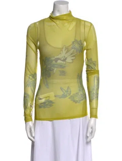 Pre-owned Collina Strada Nylon Floral Print Sweatshirt In Yellow