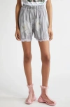 Collina Strada Odeon Lace Trim Boxer Shorts In Washed Wavy Navy Flower Stripe