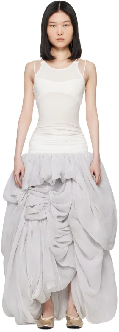 Collina Strada Off-white & Gray Soft Maxi Dress In Stone