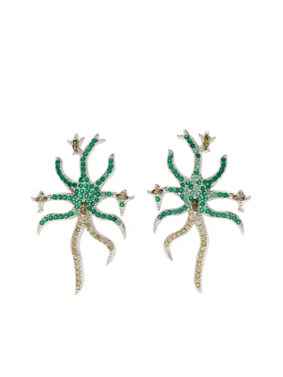Collina Strada Olivine Emerald Etoile Earring In Silver