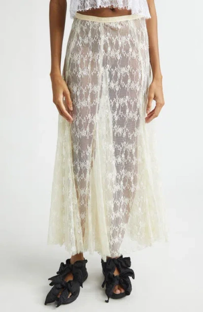Collina Strada Pamela Sheer Lace Midi Skirt In Neutral