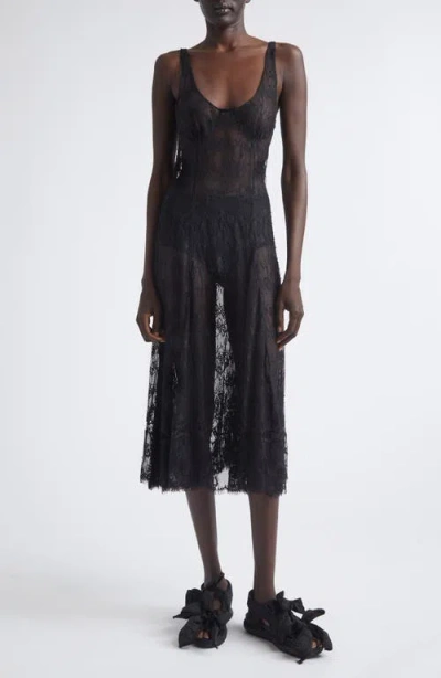 Collina Strada Pamela Sheer Lace Slipdress In Black