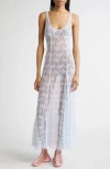 Collina Strada Pamela Sheer Lace Slipdress In Blue