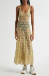 Collina Strada Pamela Sheer Lace Slipdress In Olive