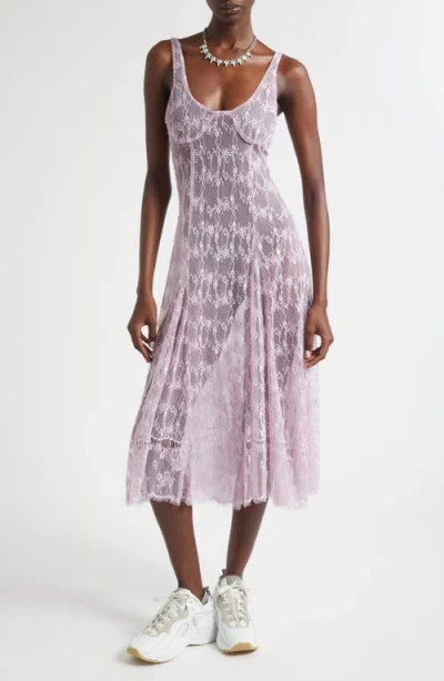 Collina Strada Pamela Sheer Lace Slipdress In Purple