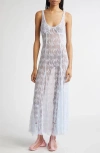Collina Strada Pamela Sheer Lace Slipdress In Blue