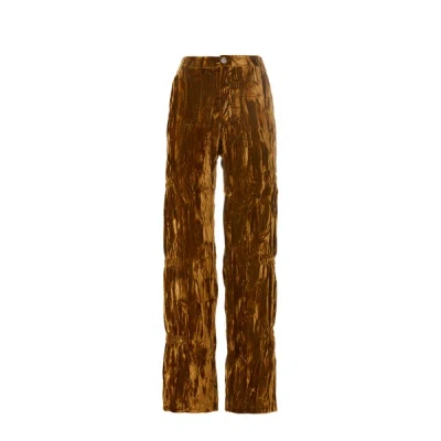 Collina Strada Velvet Satin Trousers In Brown