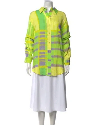 Pre-owned Collina Strada Patterned Long Sleeve Top In Green