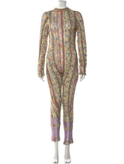 Pre-owned Collina Strada Patterned Mock Neck Jumpsuit In Multi