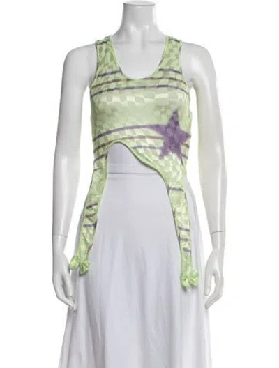 Pre-owned Collina Strada Patterned Scoop Neck Top W/ Tags In Green