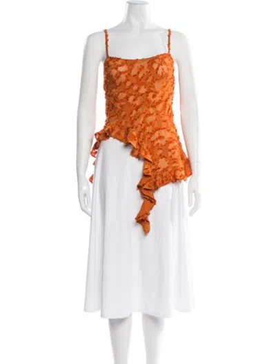 Pre-owned Collina Strada Patterned Square Neckline Top In Orange