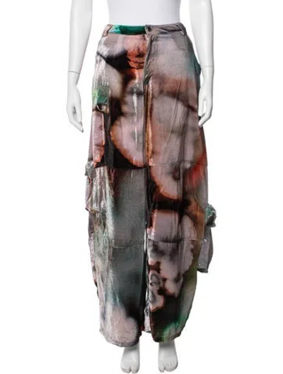 Pre-owned Collina Strada Patterned Wide Leg Pants In Multicolor
