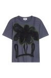 Collina Strada Pierced Midnight Flower Pot Plaid Organic Cotton Graphic T-shirt In Midnight Flower Pot Plaid