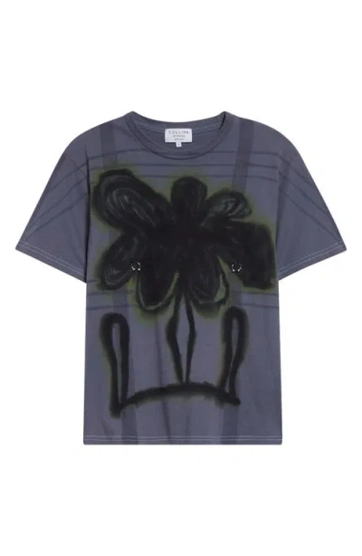 Collina Strada Pierced Midnight Flower Pot Plaid Organic Cotton Graphic T-shirt