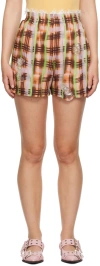 Collina Strada Pink Distressed Shorts In Regenerative Plaid