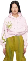 Collina Strada Pink Eva Draped Hoodie In Pink Daisy