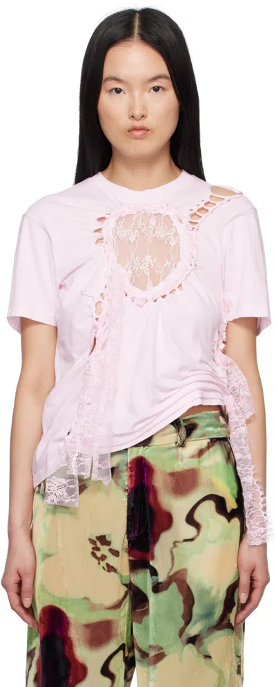 Collina Strada Pink Lace Heart Nash T-shirt In Light Pink