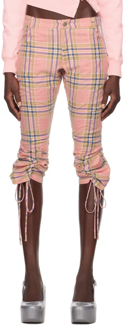 Collina Strada Pink Maldives Pants In Pink Plaid
