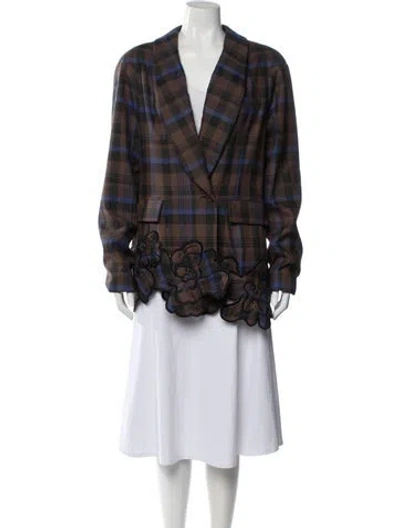 Pre-owned Collina Strada Plaid Print Blazer In Brown