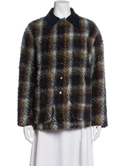 Pre-owned Collina Strada Plaid Print Coat In Black