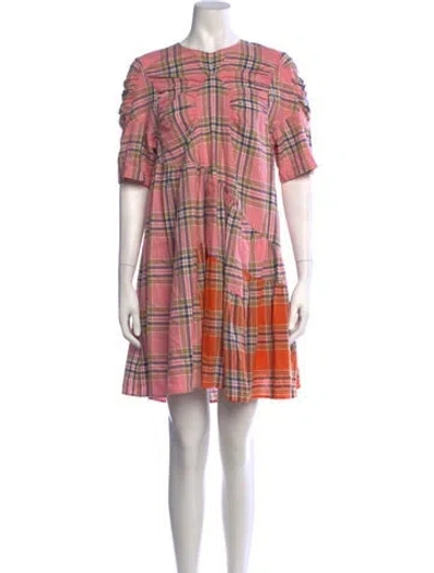 Pre-owned Collina Strada Plaid Print Mini Dress In Pink