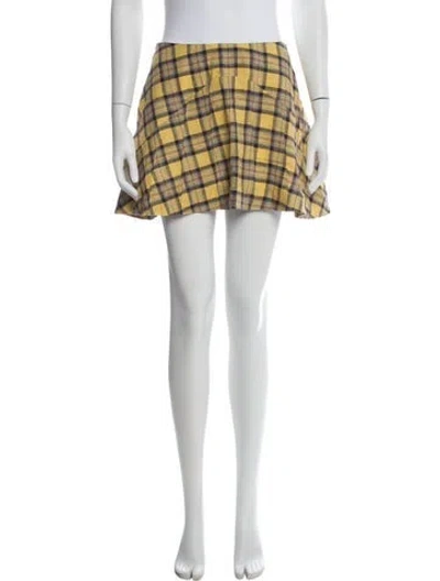 Pre-owned Collina Strada Plaid Print Mini Skirt In Orange