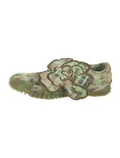 Pre-owned Collina Strada Plaid Print Sneakers In Green