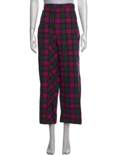 Pre-owned Collina Strada Plaid Print Straight Leg Pants In Pink