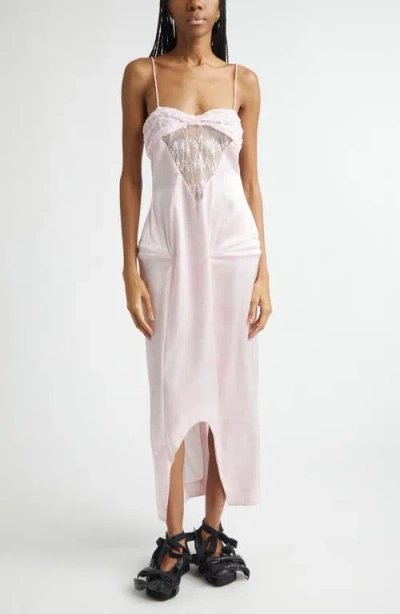 Collina Strada Prima Satin & Lace Column Gown In Pink