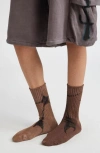 Collina Strada Print Organic Cotton Blend Crew Socks In Gray