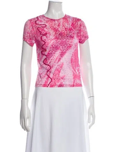 Pre-owned Collina Strada Printed Crew Neck Top W/ Tags In Pink