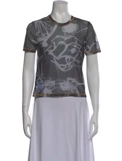 Pre-owned Collina Strada Printed Crew Neck T-shirt In Gray