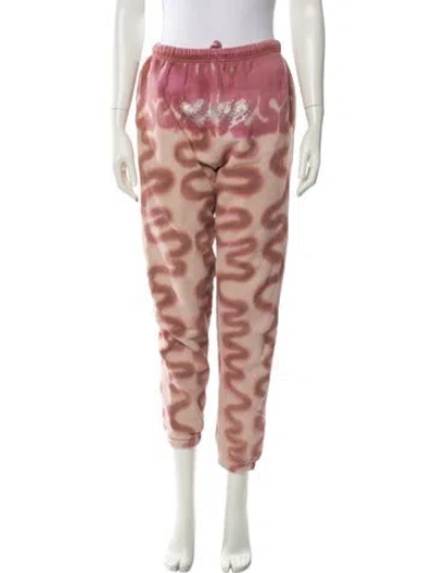 Pre-owned Collina Strada Printed Crystal Embellishments Sweatpants In Pink