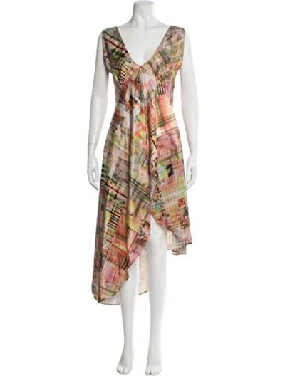 Pre-owned Collina Strada Printed Long Dress In Pink
