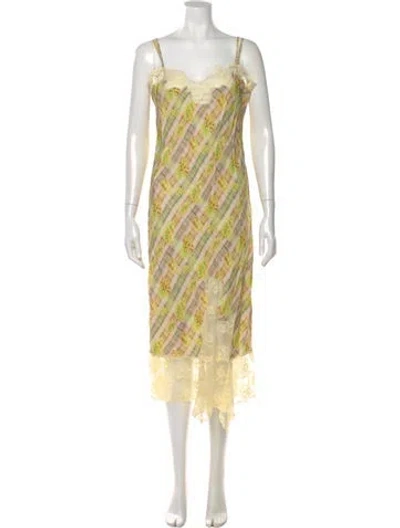 Pre-owned Collina Strada Printed Long Dress In Yellow