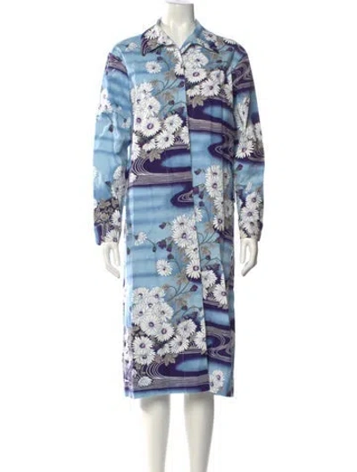 Pre-owned Collina Strada Printed Midi Length Dress In Blue