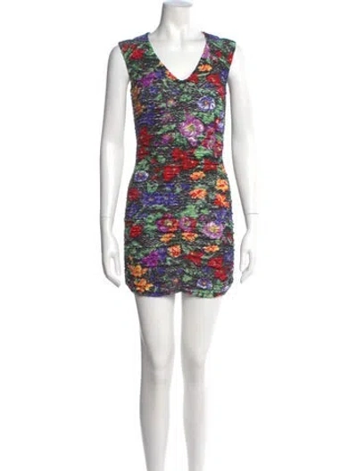 Pre-owned Collina Strada Printed Mini Dress In Black