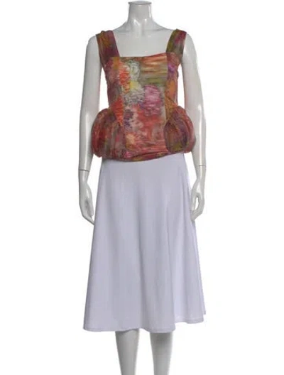Pre-owned Collina Strada Printed Square Neckline Top In Multi
