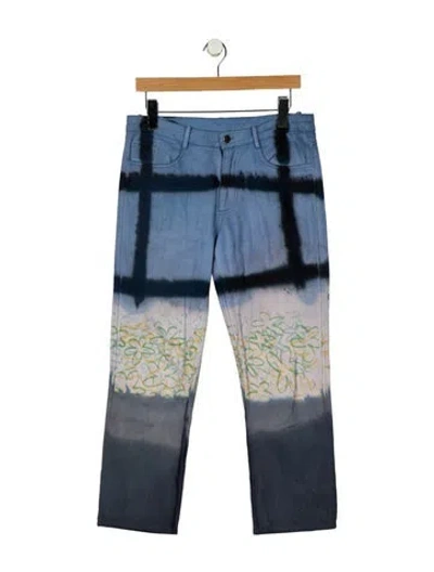 Pre-owned Collina Strada Printed Straight Leg Pants In Blue