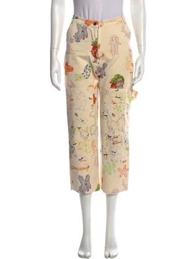 Pre-owned Collina Strada Printed Straight Leg Pants In Neutral