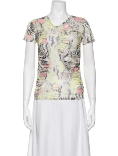 Pre-owned Collina Strada Printed V-neck Top W/ Tags In Multi