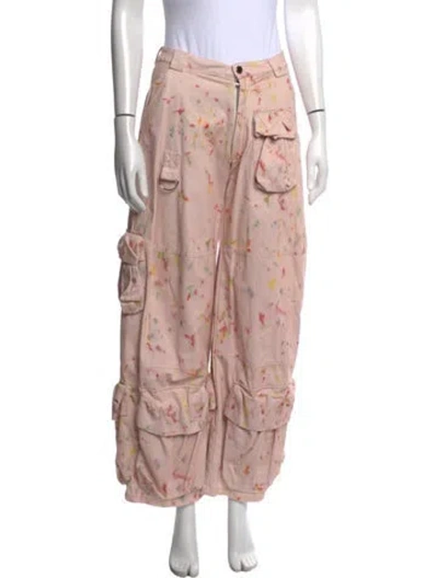 Pre-owned Collina Strada Printed Wide Leg Pants In Pink