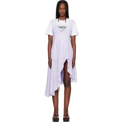 Collina Strada Purple Lilac Floral Scribble Tulip Midi Dress