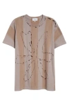 Collina Strada Remnant Flower Ripped Organic Cotton T-shirt In Earth Stripe