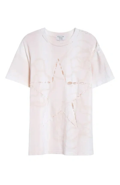 Collina Strada Remnant Star Ripped Organic Cotton T-shirt In Sand Stripe