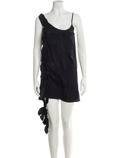 Pre-owned Collina Strada Scoop Neck Mini Dress In Black