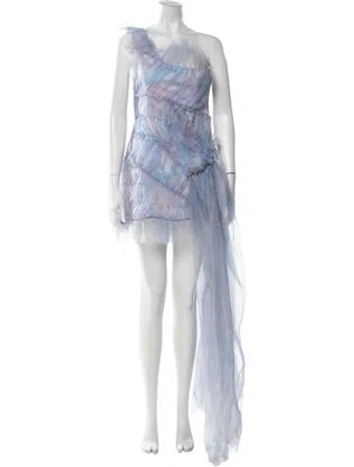 Pre-owned Collina Strada Silk Mini Dress In Blue